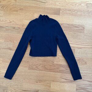 Navy cropped mock neck sweater, S